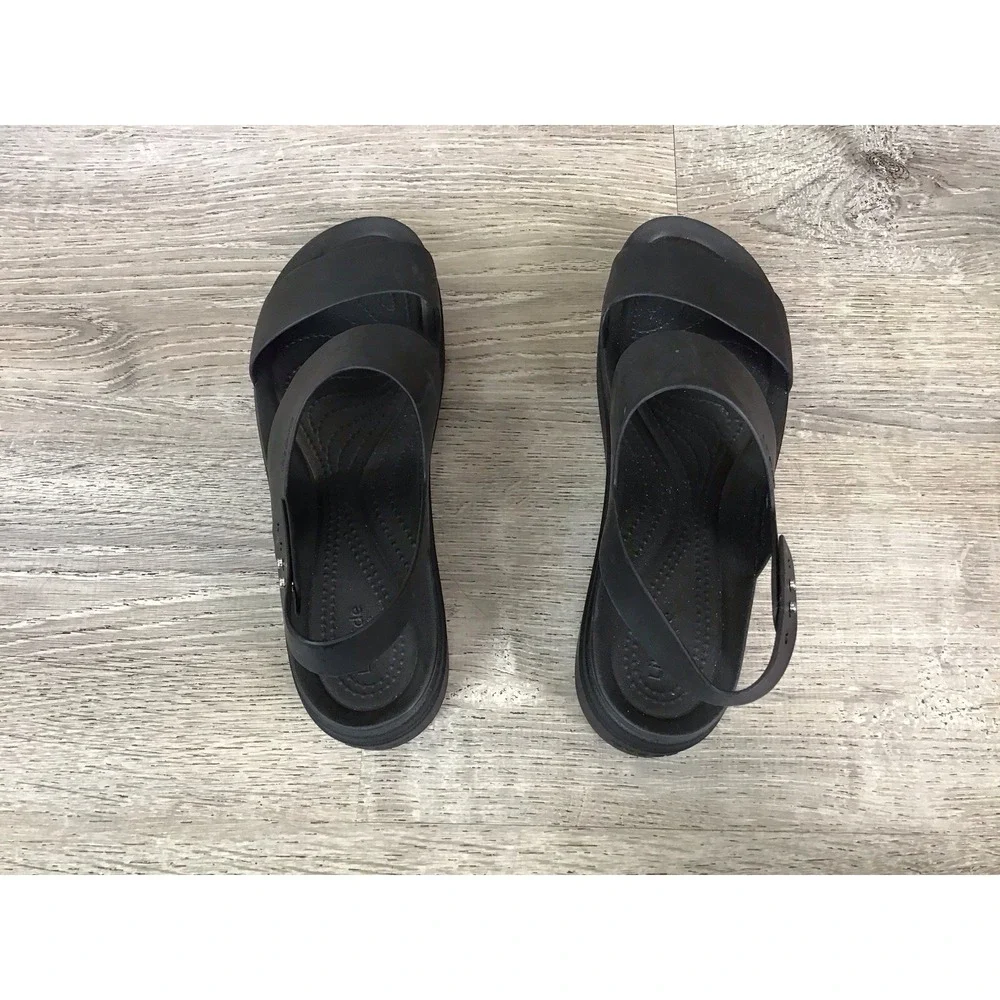 Crocs Brooklyn Low Wedge Women's Size 11 Sandals Black #206453